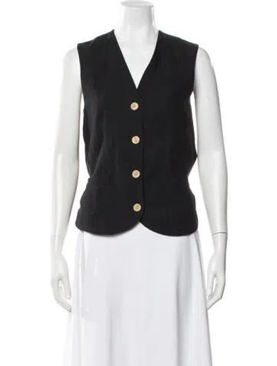 Pre-owned Saks Potts Linen Vest In Black