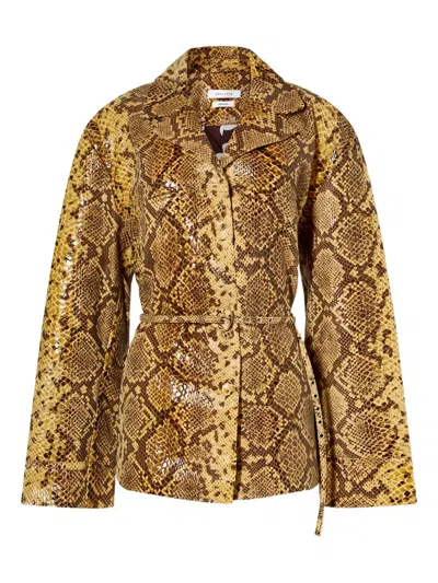 Saks Potts Lisbet Snakeskin Belted Jacket In Brown