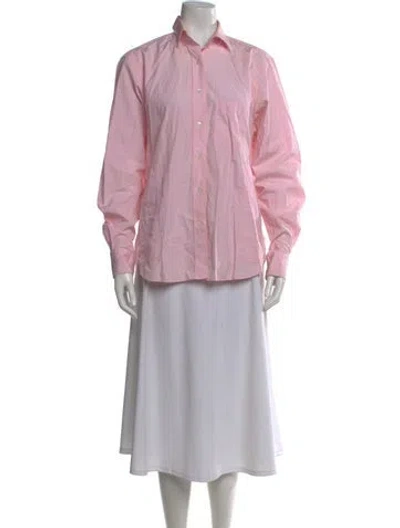 Pre-owned Saks Potts Long Sleeve Button-up Top In Pink