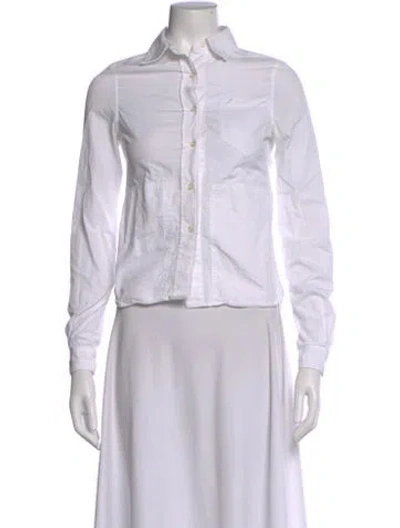 Pre-owned Saks Potts Long Sleeve Button-up Top In White