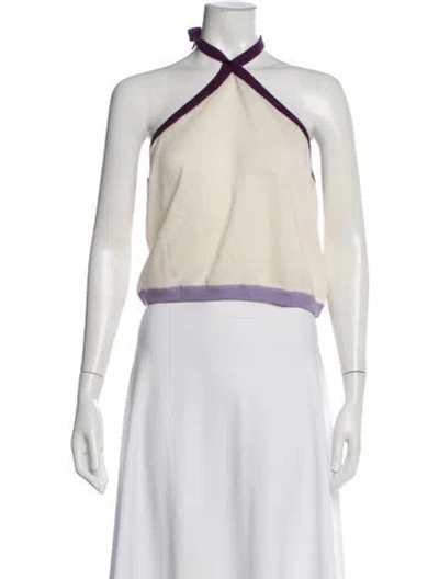 Pre-owned Saks Potts Merino Wool Halterneck Crop Top In Neutral