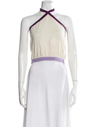 Pre-owned Saks Potts Merino Wool Halterneck Crop Top In White