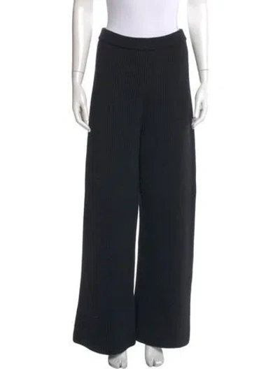 Pre-owned Saks Potts Merino Wool Wide Leg Pants In Black