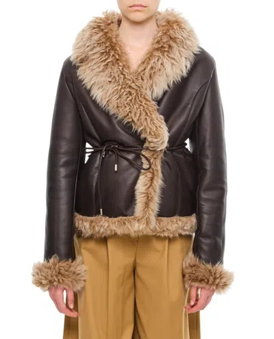 Saks Potts Moss Genuine Shearling Coat In Brown