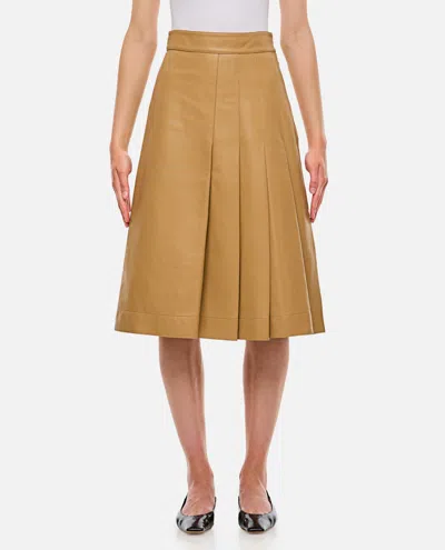 Saks Potts Nicole Midi Leather Skirt In Beige