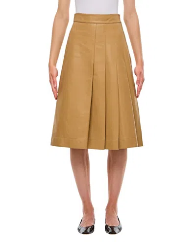 Saks Potts Nicole Midi Leather Skirt In Brown