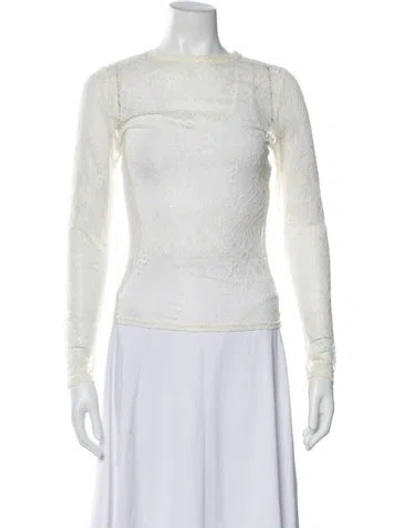 Pre-owned Saks Potts Nylon Bateau Neckline Top In Neutral