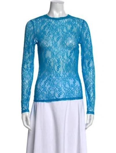 Pre-owned Saks Potts Nylon Lace Pattern Top In Blue