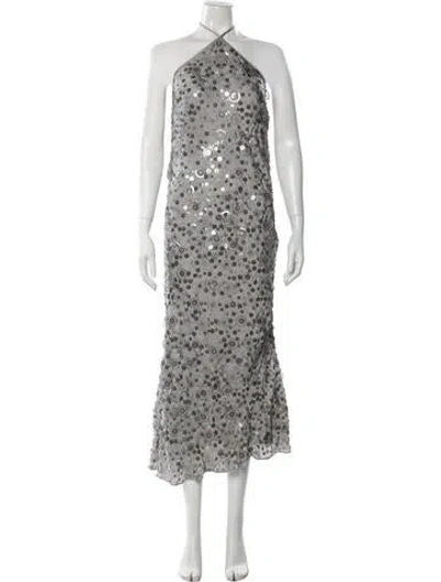 Pre-owned Saks Potts Patterned Long Dress In Silver