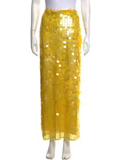 Pre-owned Saks Potts Patterned Long Skirt In Yellow