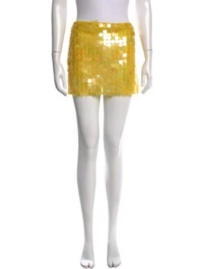 Pre-owned Saks Potts Patterned Mini Skirt In Yellow