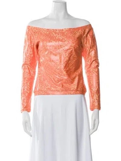 Pre-owned Saks Potts Patterned Off-the-shoulder Top In Orange