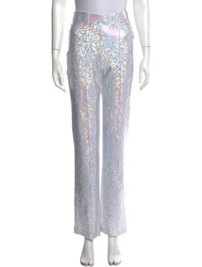 Pre-owned Saks Potts Patterned Straight Leg Pants In White