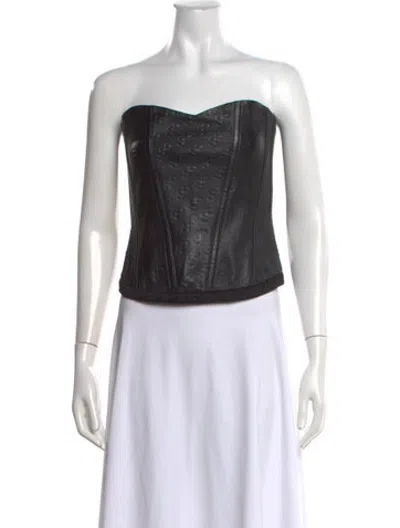 Pre-owned Saks Potts Patterned Strapless Top In Black