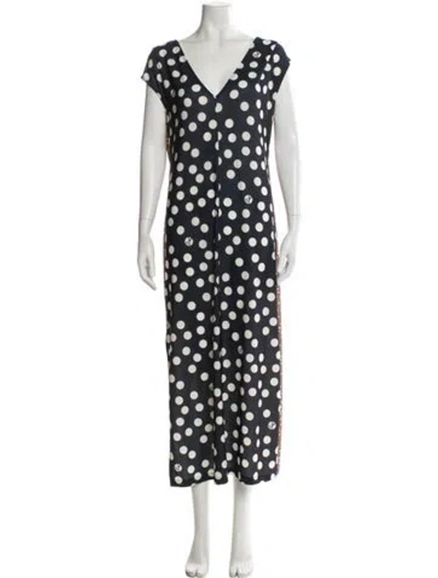 Pre-owned Saks Potts Polka Dot Print Long Dress In Brown