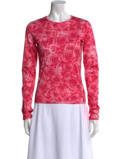 Pre-owned Saks Potts Printed Crew Neck Sweatshirt In Pink