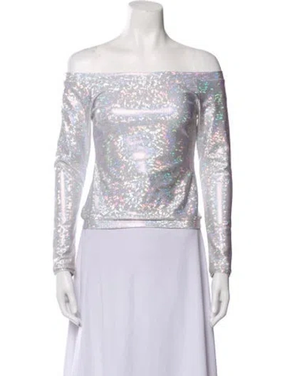 Pre-owned Saks Potts Printed Off-the-shoulder Crop Top