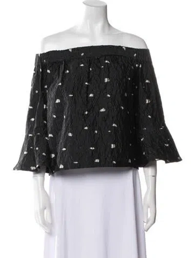 Pre-owned Saks Potts Printed Off-the-shoulder Crop Top In Multi
