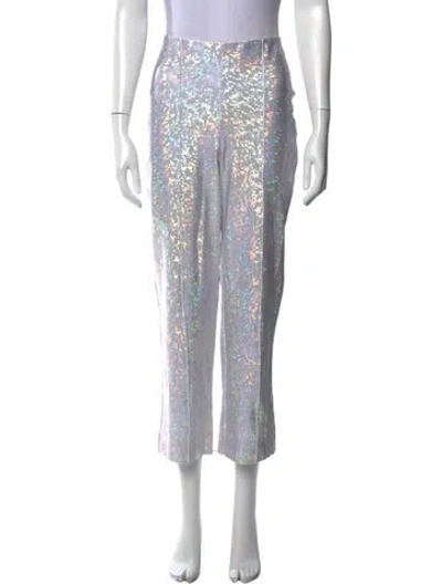 Pre-owned Saks Potts Printed Straight Leg Pants In White