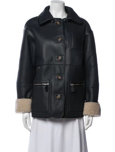 Pre-owned Saks Potts Shearling Coat In Blue