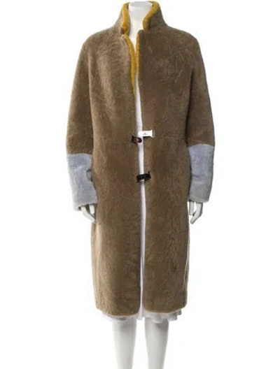 Pre-owned Saks Potts Shearling Faux Fur Coat In Brown