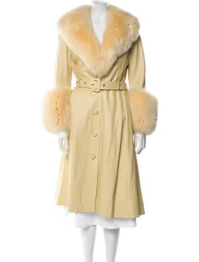 Pre-owned Saks Potts Shearling Fur Coat In Yellow