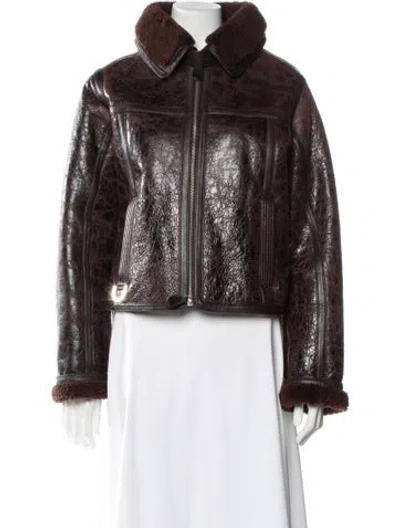 Pre-owned Saks Potts Shearling Fur Jacket In Brown