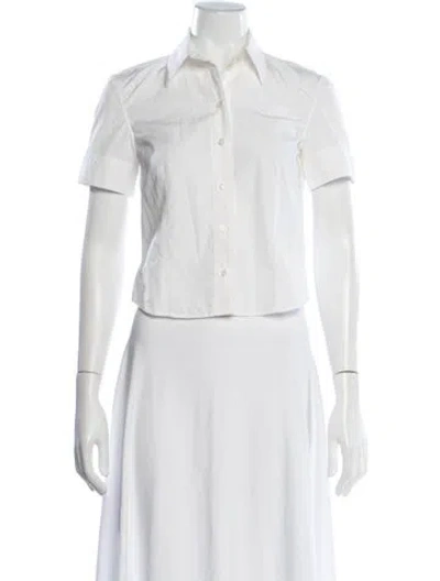 Pre-owned Saks Potts Short Sleeve Button-up Top In White