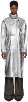 Saks Potts Silver Miami Leather Coat In Silver