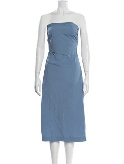 Pre-owned Saks Potts Strapless Midi Length Dress In Blue