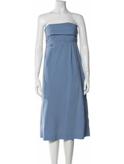 Pre-owned Saks Potts Strapless Midi Length Dress In Blue
