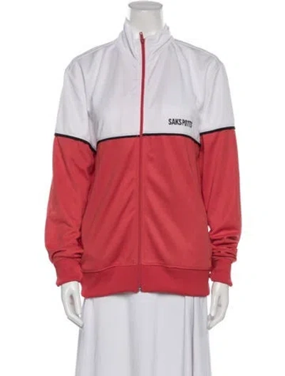 Pre-owned Saks Potts Striped Bomber Jacket In Red