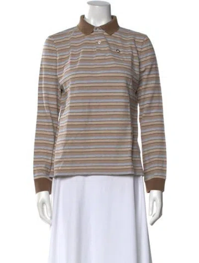 Pre-owned Saks Potts Striped Long Sleeve Polo In Neutral
