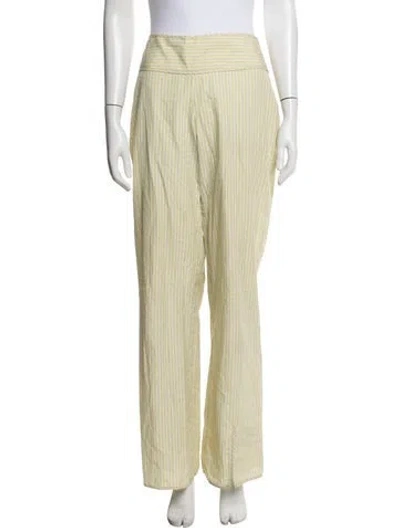 Pre-owned Saks Potts Striped Straight Leg Pants In Yellow