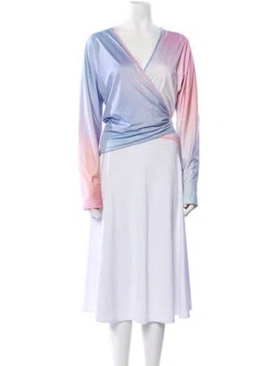 Pre-owned Saks Potts Striped V-neck Tunic In Pink