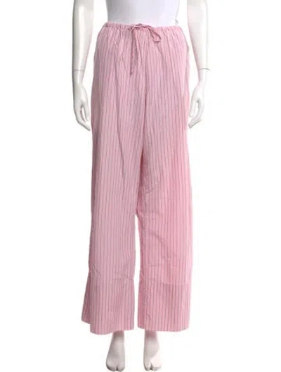 Pre-owned Saks Potts Striped Wide Leg Pants In Pink