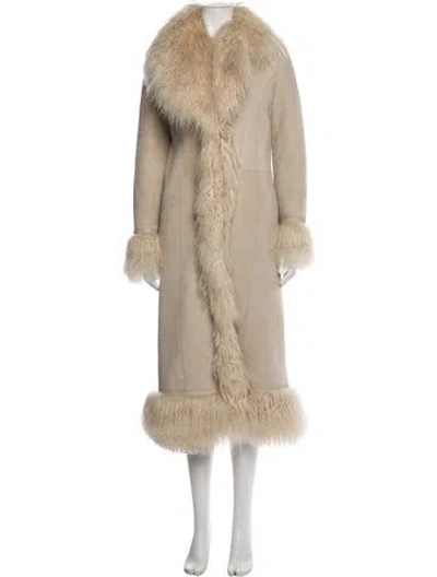 Pre-owned Saks Potts Suede Fur Coat In Brown