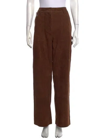 Pre-owned Saks Potts Suede Wide Leg Pants In Brown