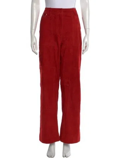 Pre-owned Saks Potts Suede Wide Leg Pants In Red