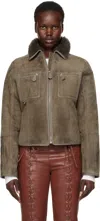 Saks Potts Taupe Felix Shearling Jacket In Grey Almond