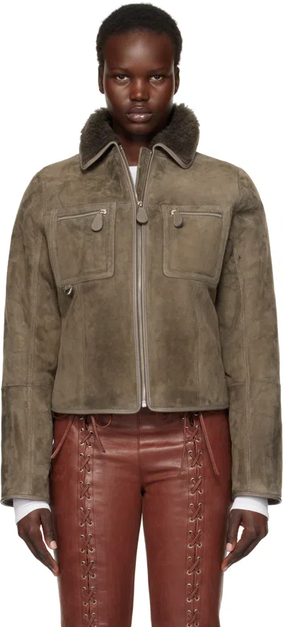 Saks Potts Taupe Felix Shearling Jacket In Grey Almond