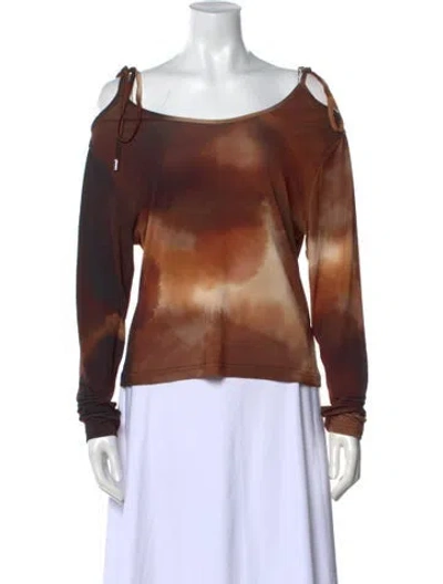 Pre-owned Saks Potts Tie-dye Print Scoop Neck Top In Brown