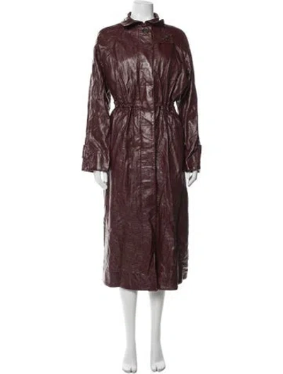 Pre-owned Saks Potts Trench Coat In Burgundy
