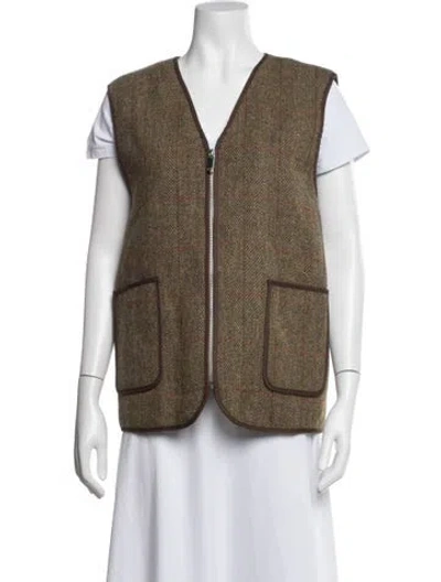 Pre-owned Saks Potts Tweed Pattern Vest In Neutrals