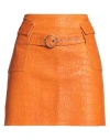 Saks Potts Woman Mini Skirt Orange Size M Lambskin In Orange
