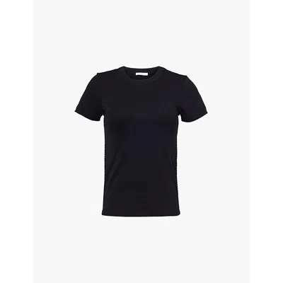 Saks Potts Uma Scallop-trim Organic-cotton T-shirt In Black