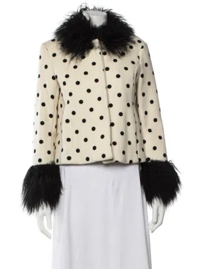 Pre-owned Saks Potts Wool Polka Dot Print Jacket In Neutral
