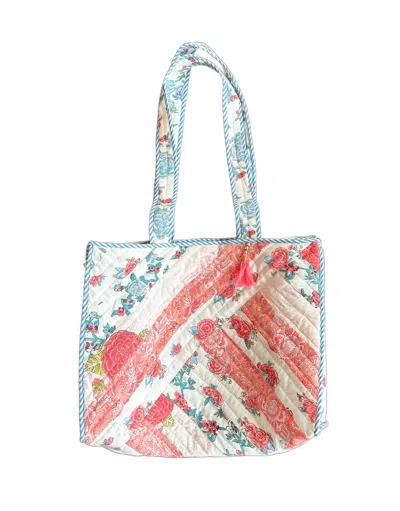 Sal Rosa Women's Quilted Zipper Tote Bag In Pink Abstract In Multi
