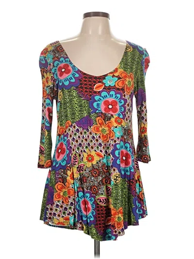 Pre-owned Salaam! 3/4 Sleeve Top Green Sweetheart Neckline Tops