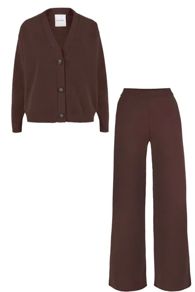 Salanida Brown Bene 100% Merino Co-ord Chocolate In Burgundy